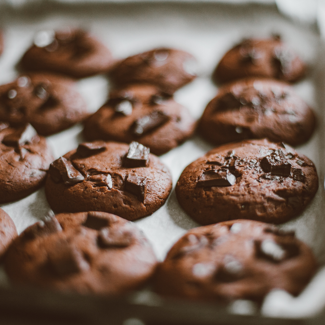 chocolate cookies on baking paper
